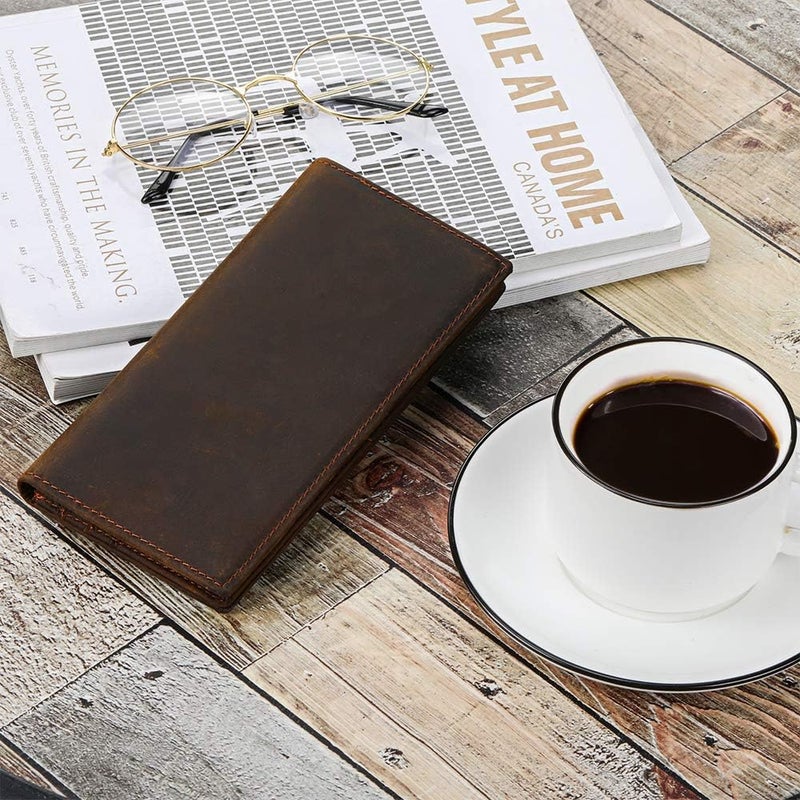 Kattee Men's Vintage Genuine Leather Long Wallet for Checkbook Credit Cards - Image 2